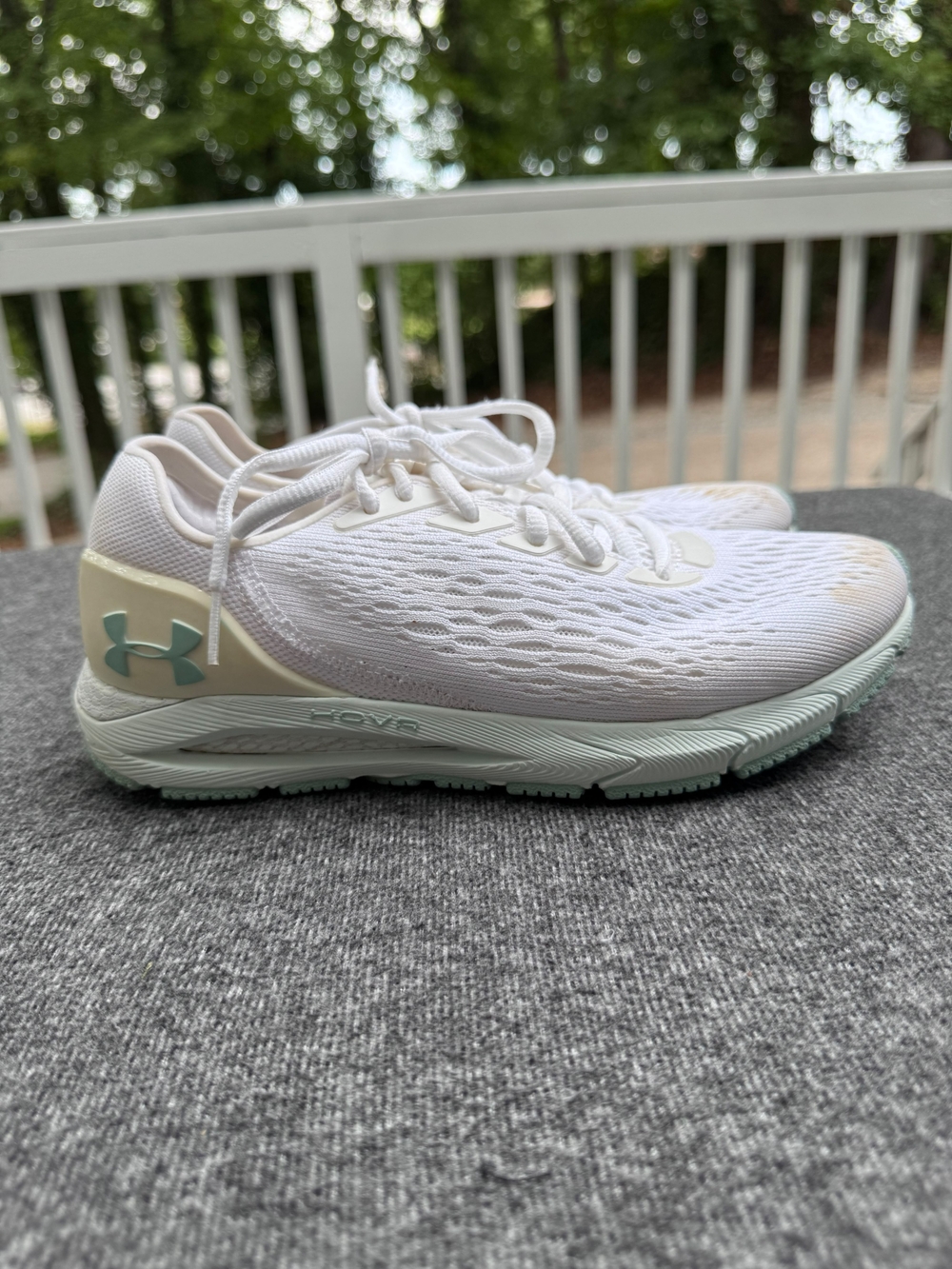 Under Armour Women's White Running Shoes with Mint Accents